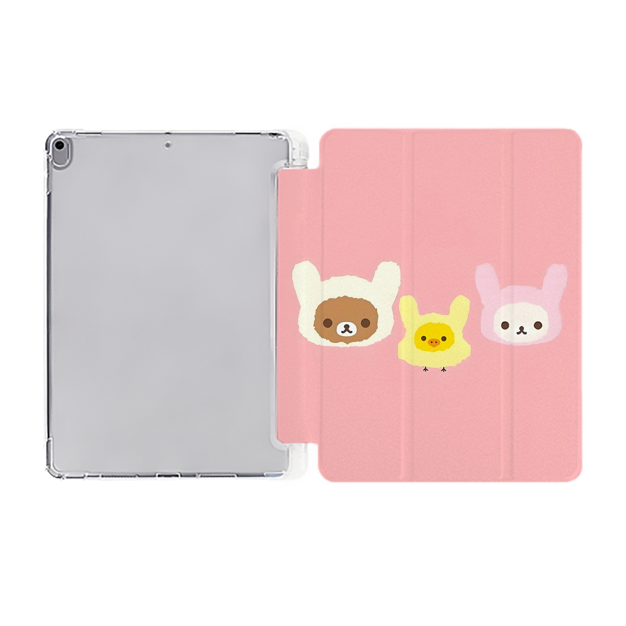 （画像用） リラックマ リラックマ キイロイトリ Rilakkuma Korilakkuma Kiiroitori IPad ケース ペン収納付き 三つ折りスタンド PUレザー×シリコン 対応機種9.5/10.5/10.9インチ